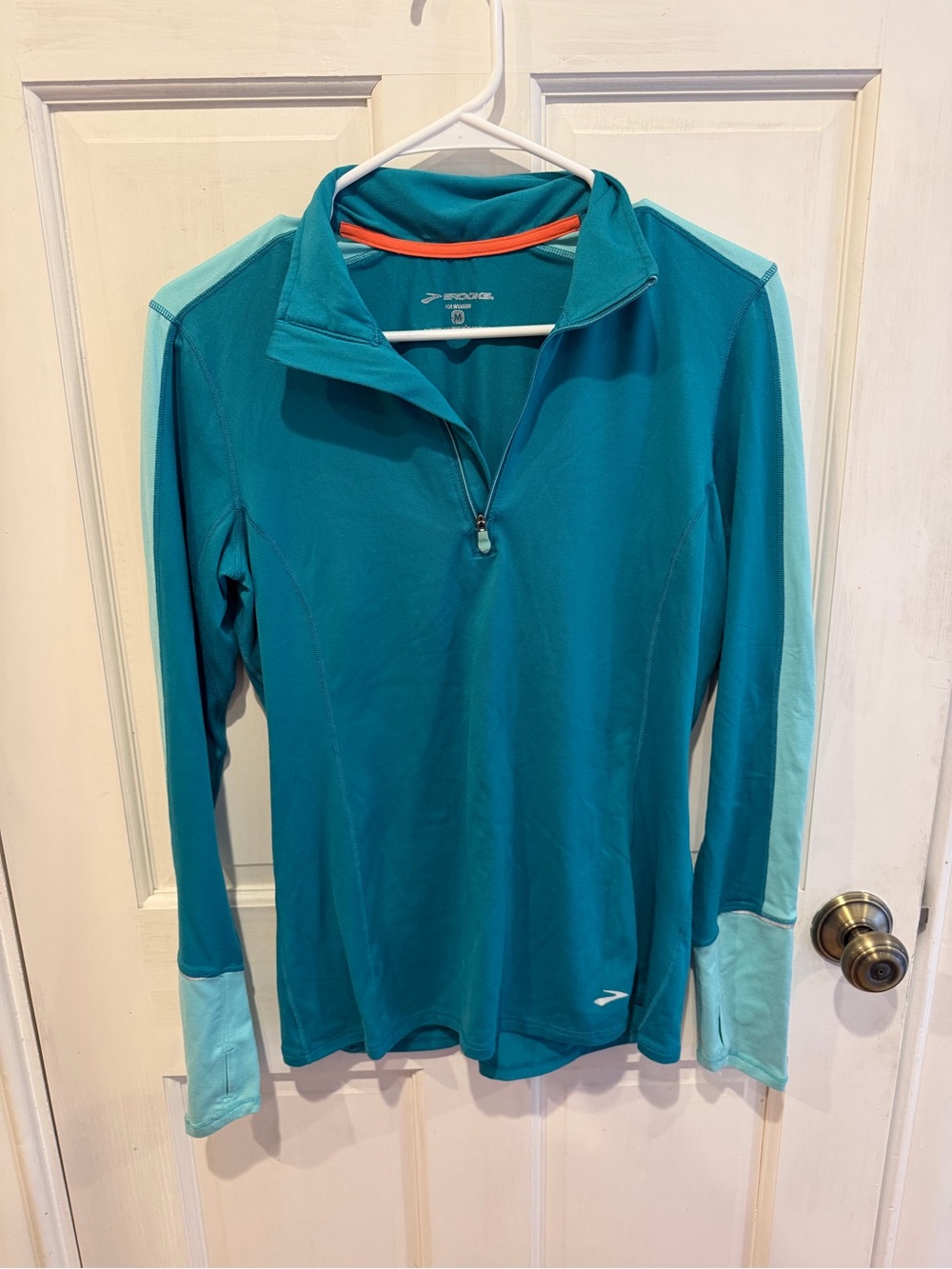 Women’s Brooks Quarter Zip Collared Pullover- Teal & Turquoise-Size Medium